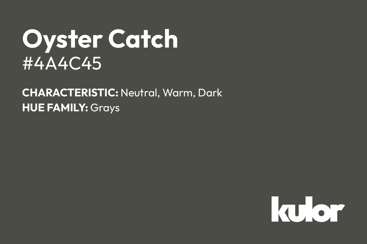 Oyster Catch is a color with a HTML hex code of #4a4c45.