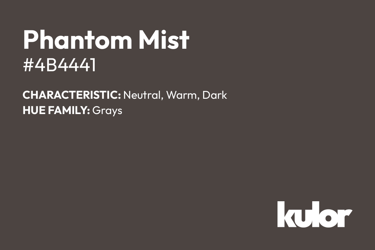 Phantom Mist is a color with a HTML hex code of #4b4441.