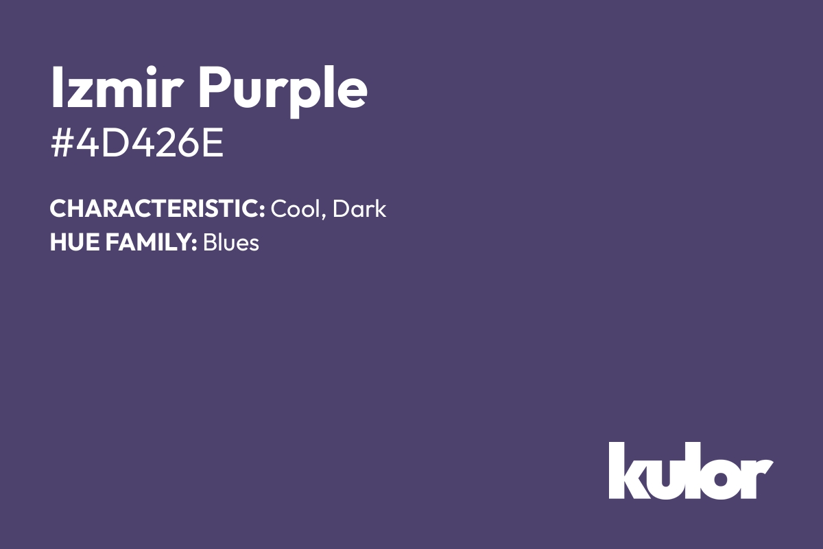 Izmir Purple is a color with a HTML hex code of #4d426e.