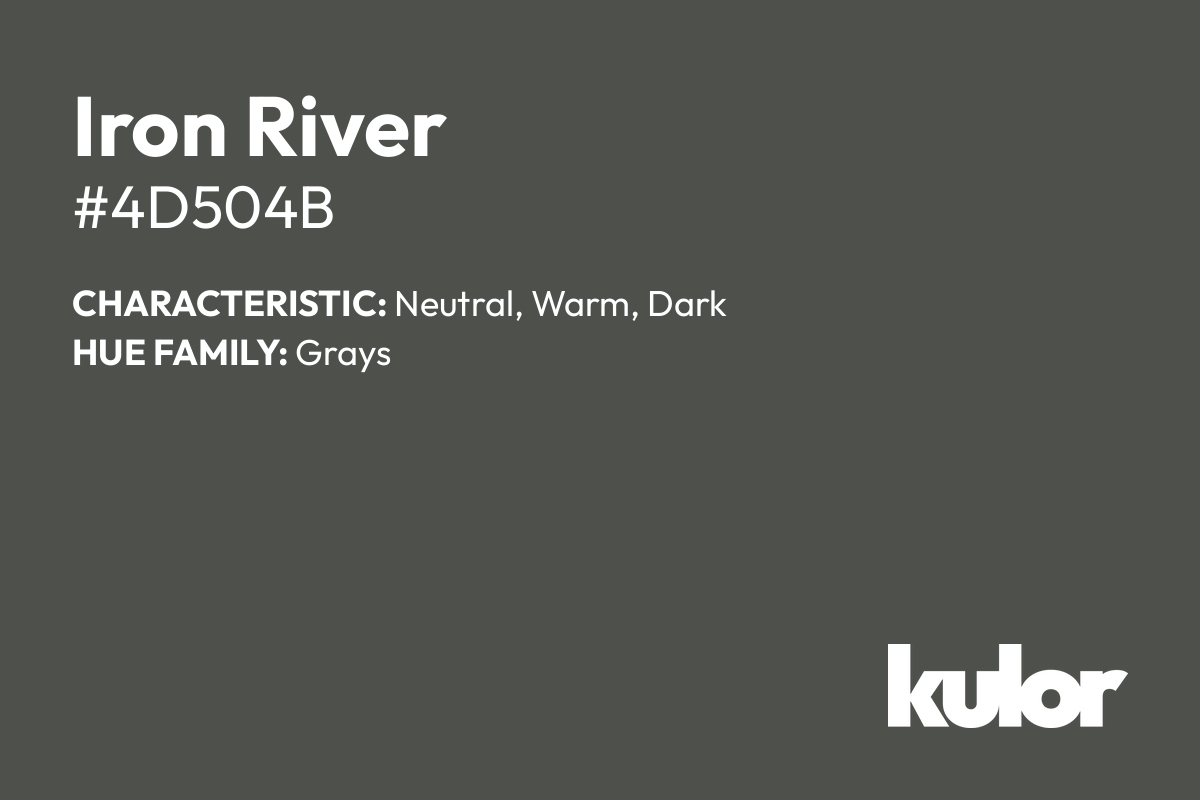 Iron River is a color with a HTML hex code of #4d504b.