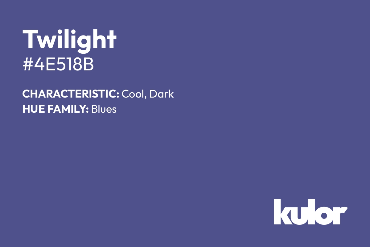 Twilight is a color with a HTML hex code of #4e518b.