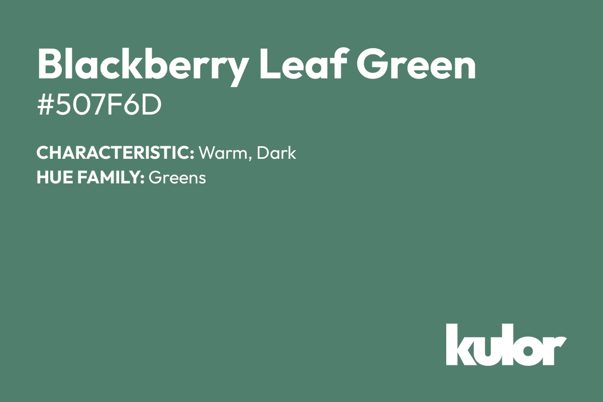 Blackberry Leaf Green is a color with a HTML hex code of #507f6d.