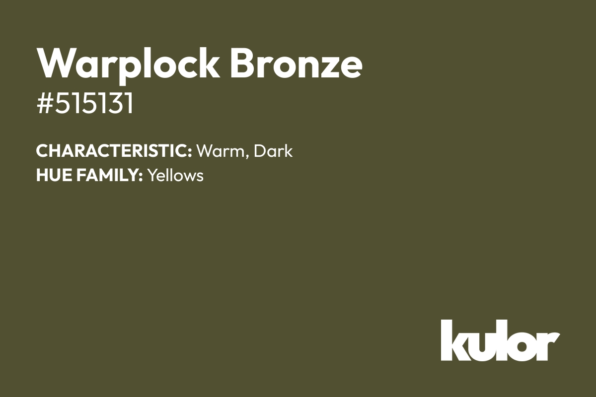 Warplock Bronze is a color with a HTML hex code of #515131.