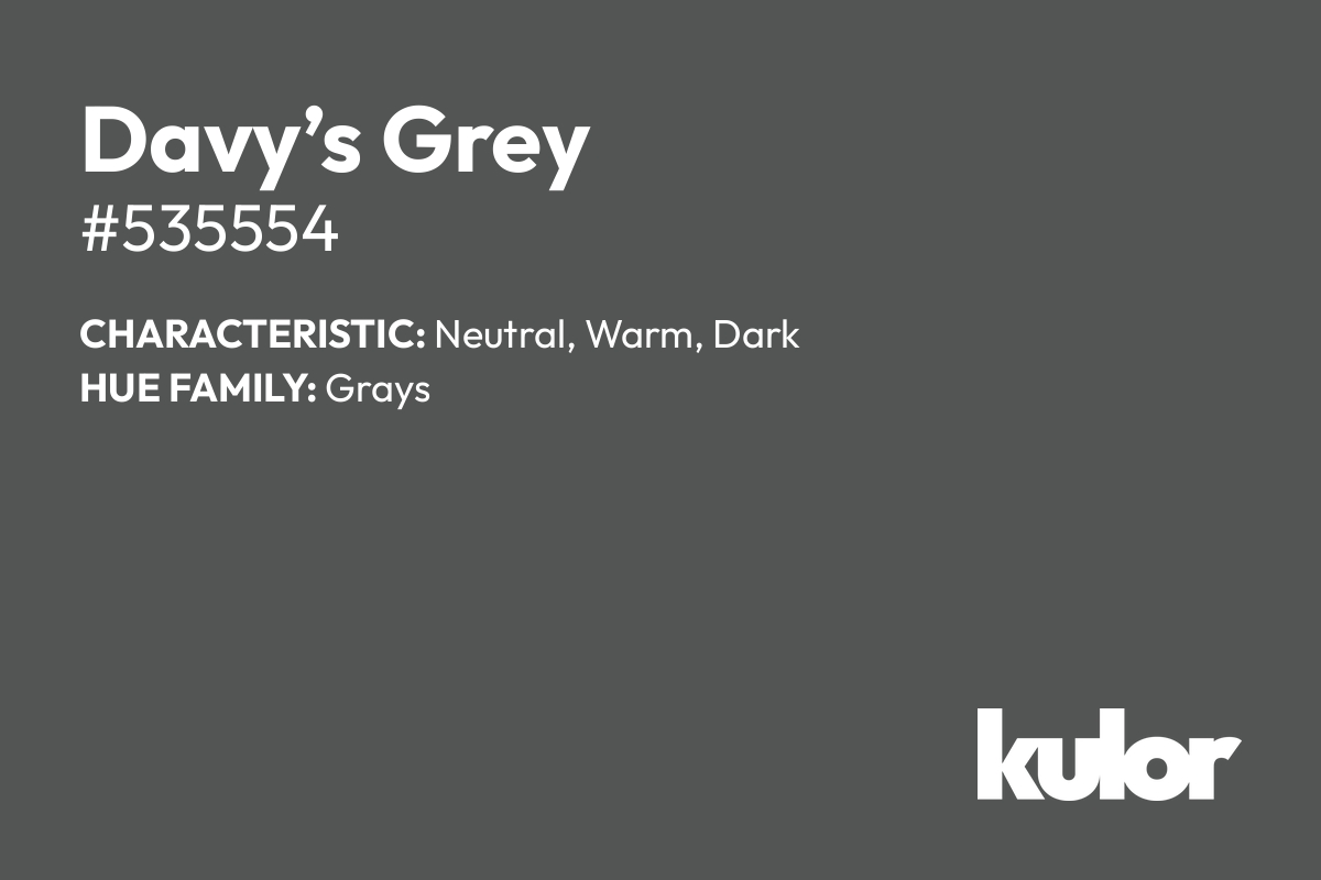 Davy’s Grey is a color with a HTML hex code of #535554.