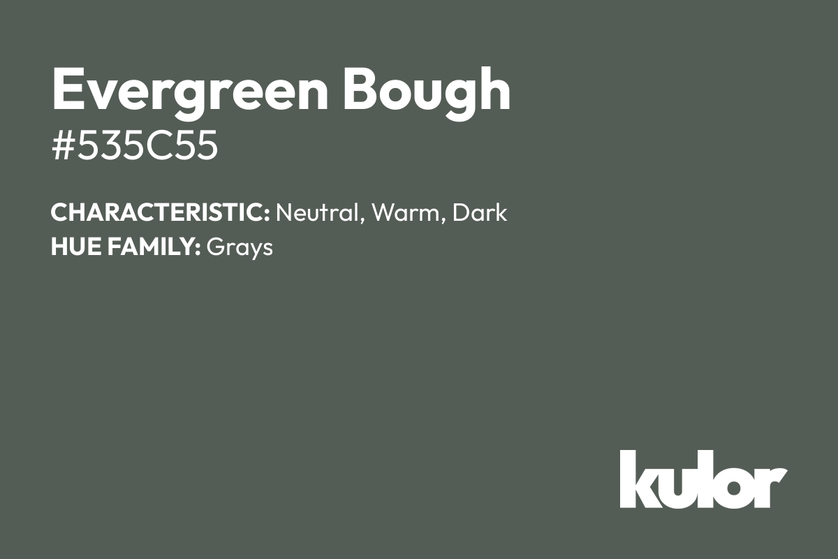 Evergreen Bough is a color with a HTML hex code of #535c55.