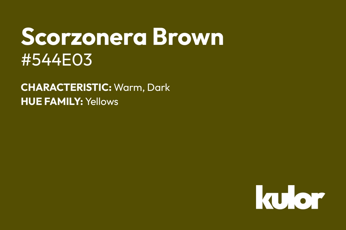 Scorzonera Brown is a color with a HTML hex code of #544e03.