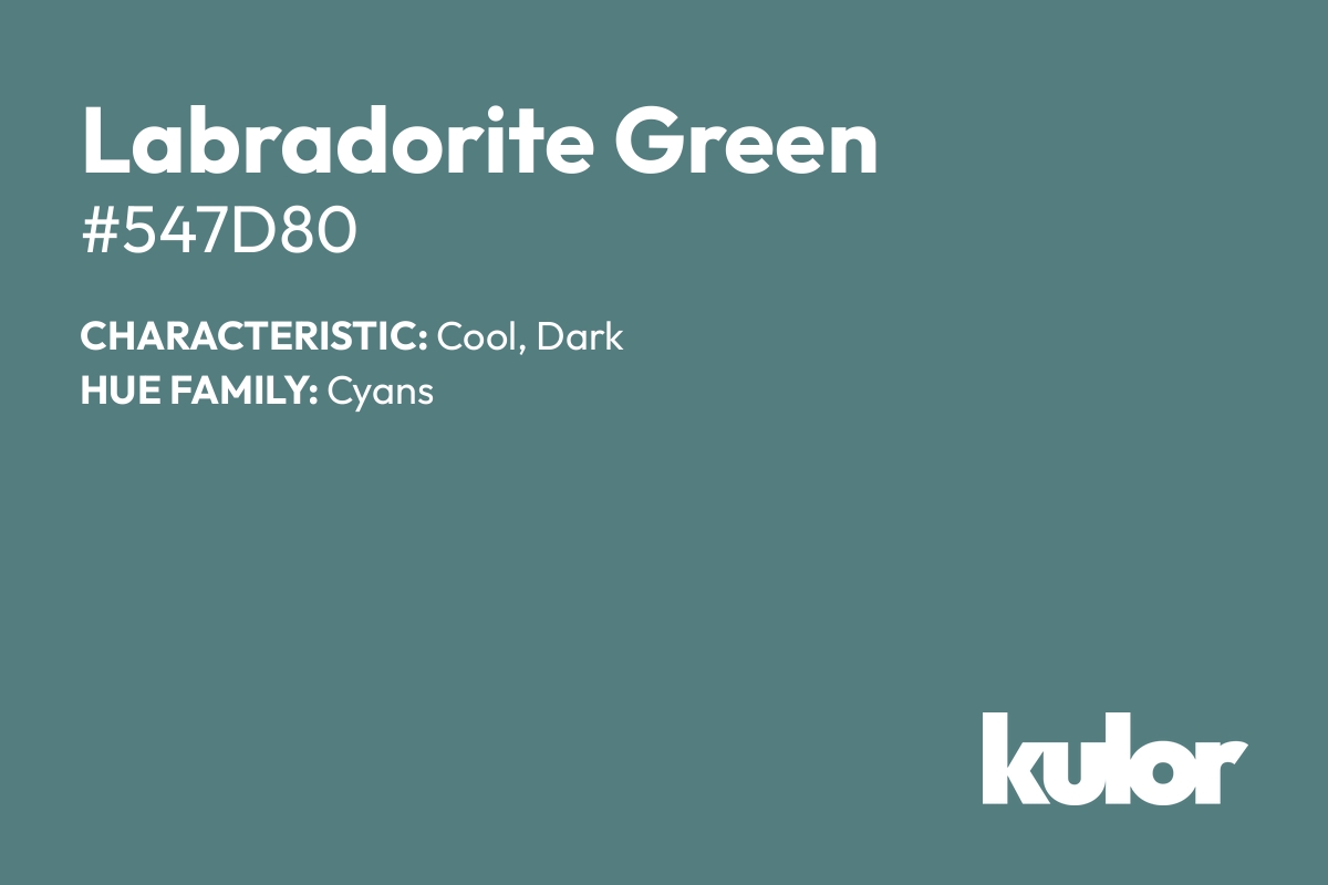 Labradorite Green is a color with a HTML hex code of #547d80.