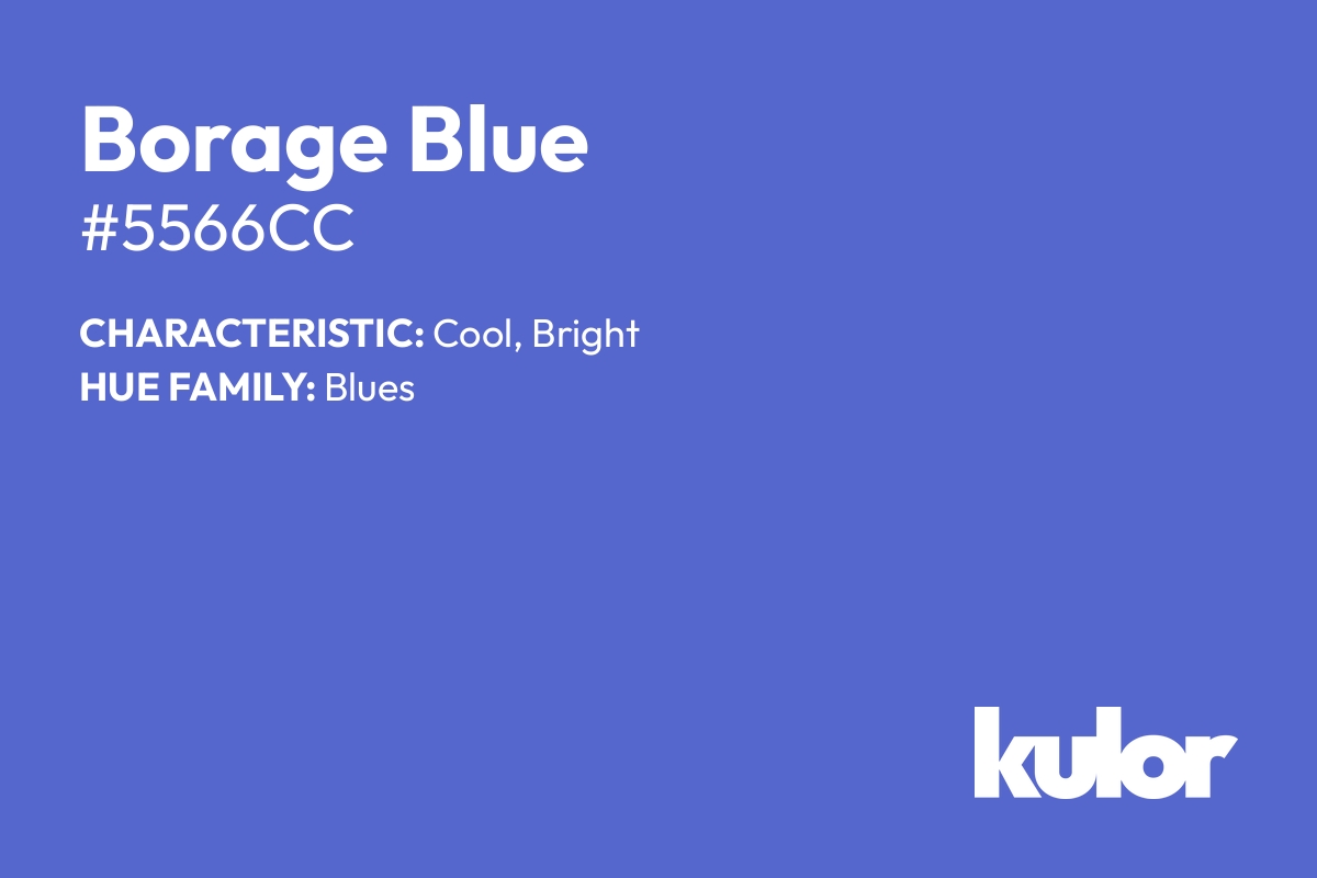 Borage Blue is a color with a HTML hex code of #5566cc.