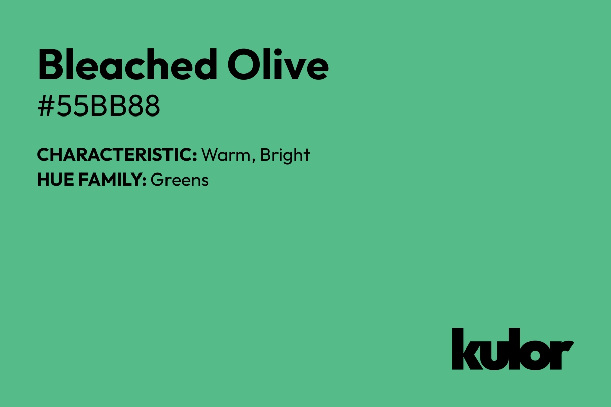 Bleached Olive is a color with a HTML hex code of #55bb88.