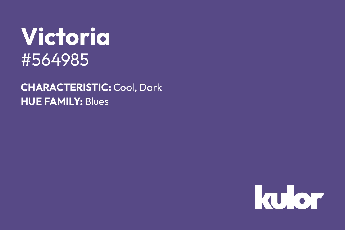 Victoria is a color with a HTML hex code of #564985.