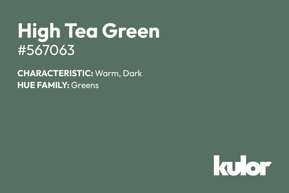 High Tea Green is a color with a HTML hex code of #567063.