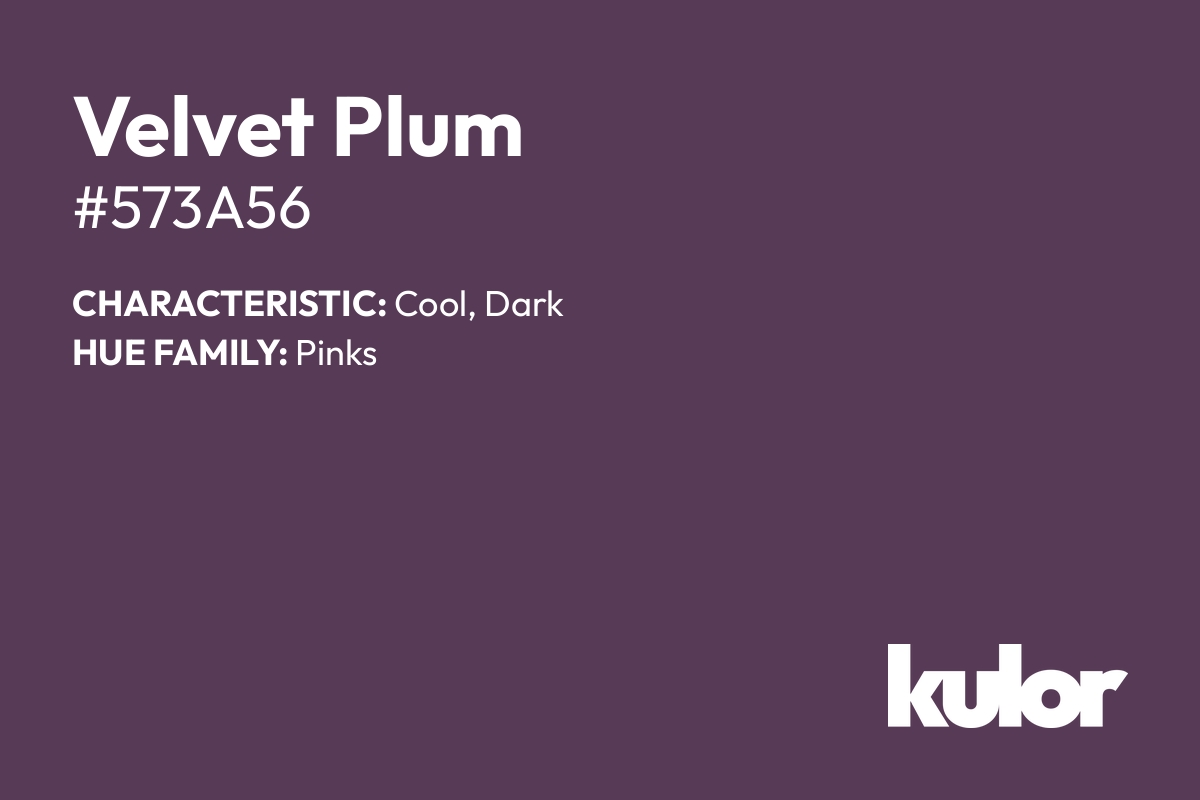 Velvet Plum is a color with a HTML hex code of #573a56.