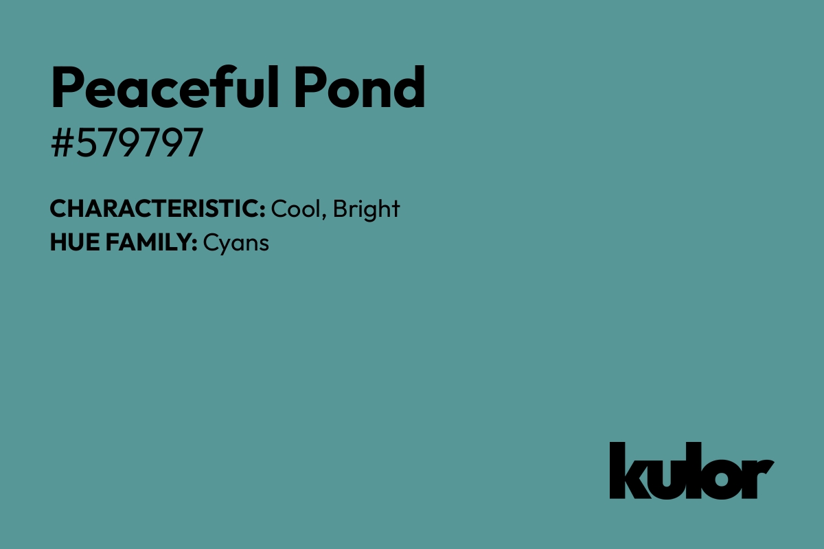 Peaceful Pond is a color with a HTML hex code of #579797.