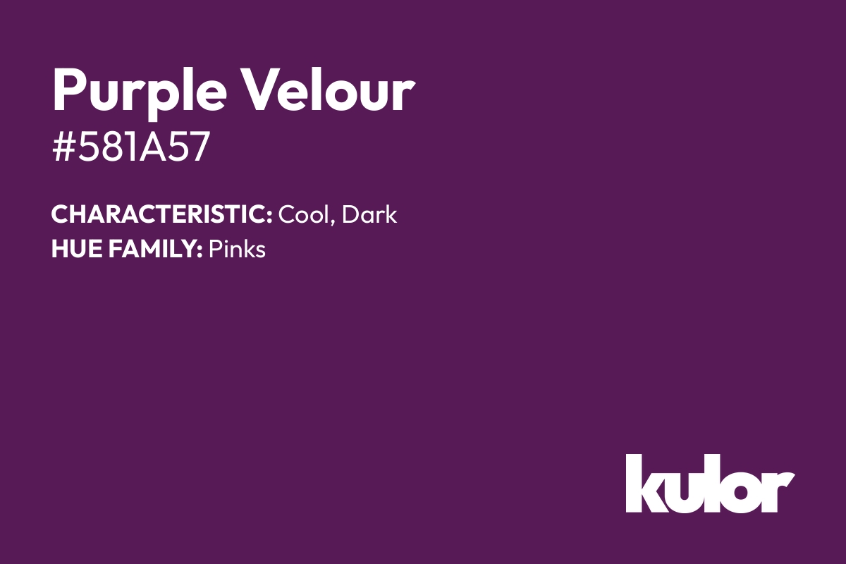 Purple Velour is a color with a HTML hex code of #581a57.