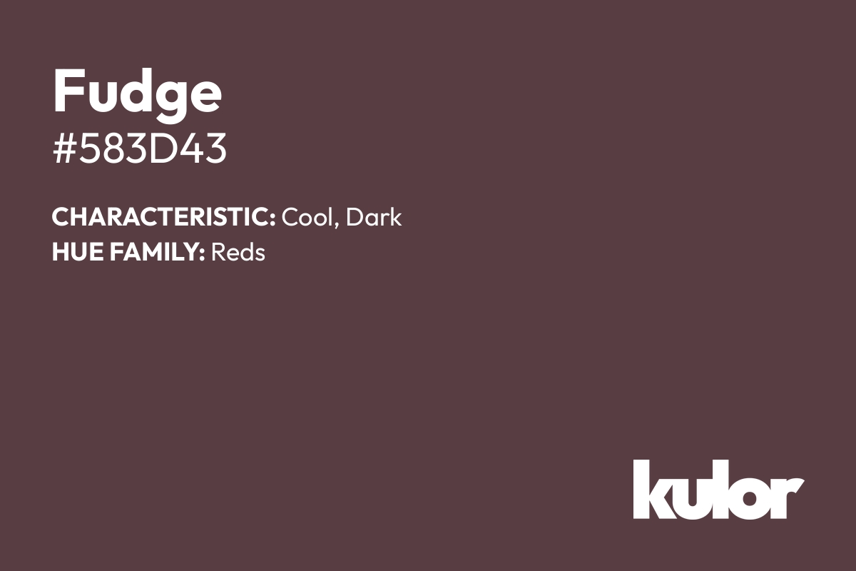 Fudge is a color with a HTML hex code of #583d43.