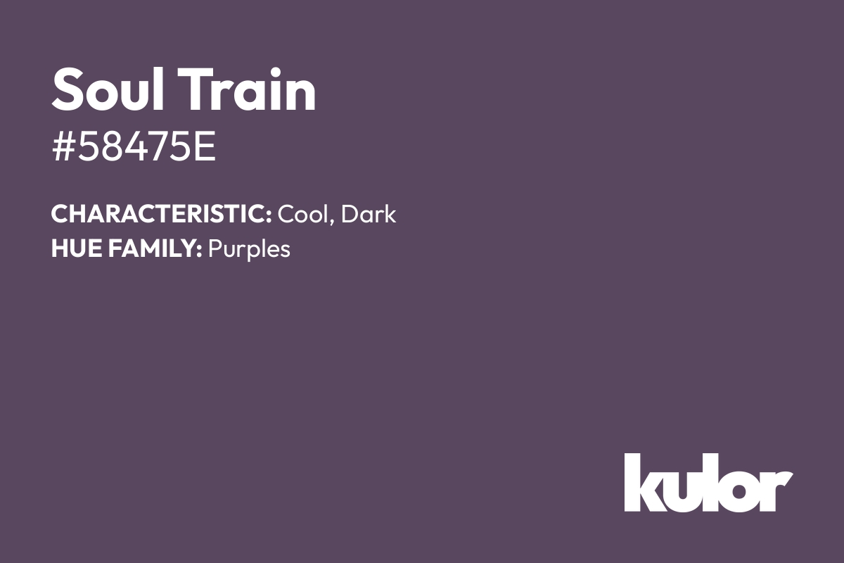 Soul Train is a color with a HTML hex code of #58475e.