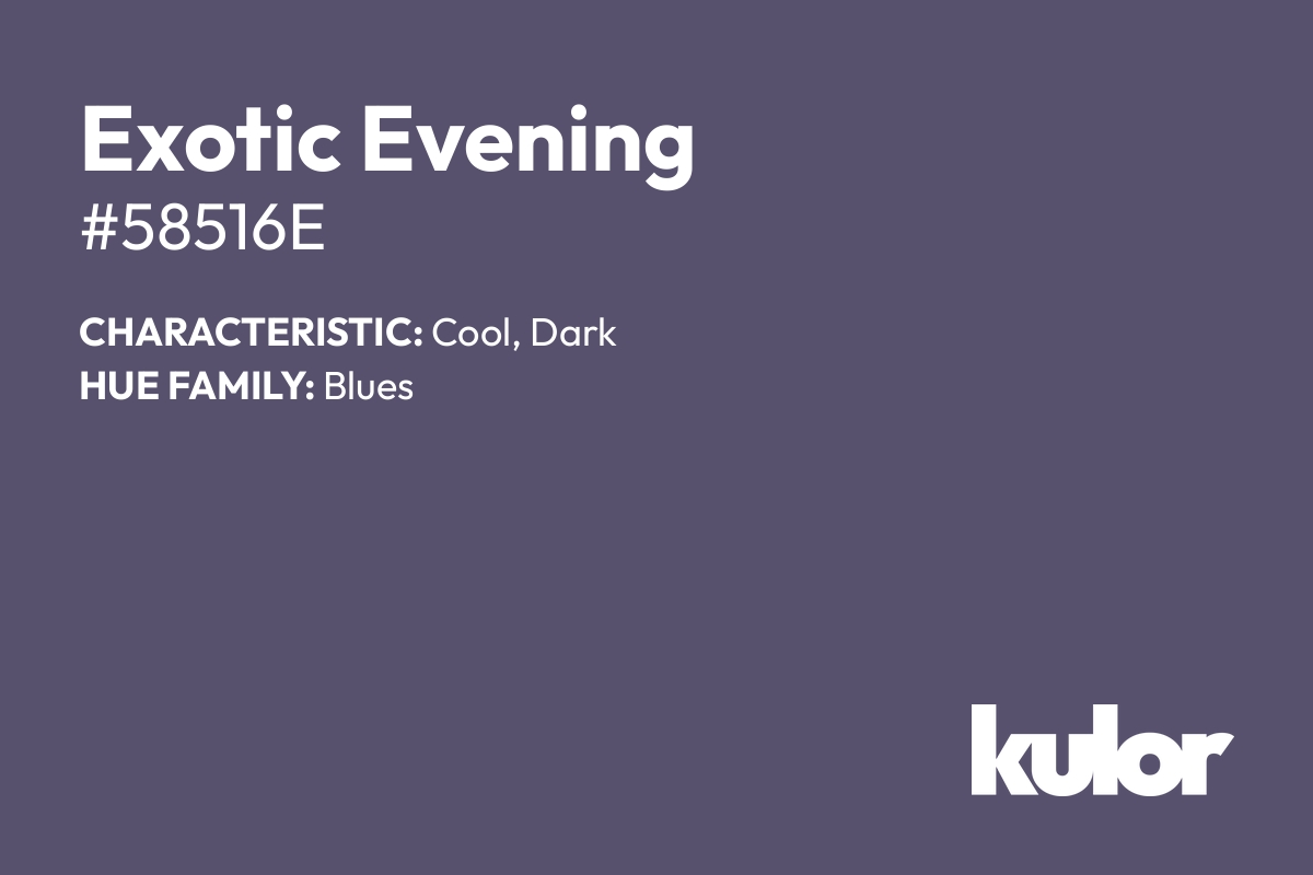 Exotic Evening is a color with a HTML hex code of #58516e.