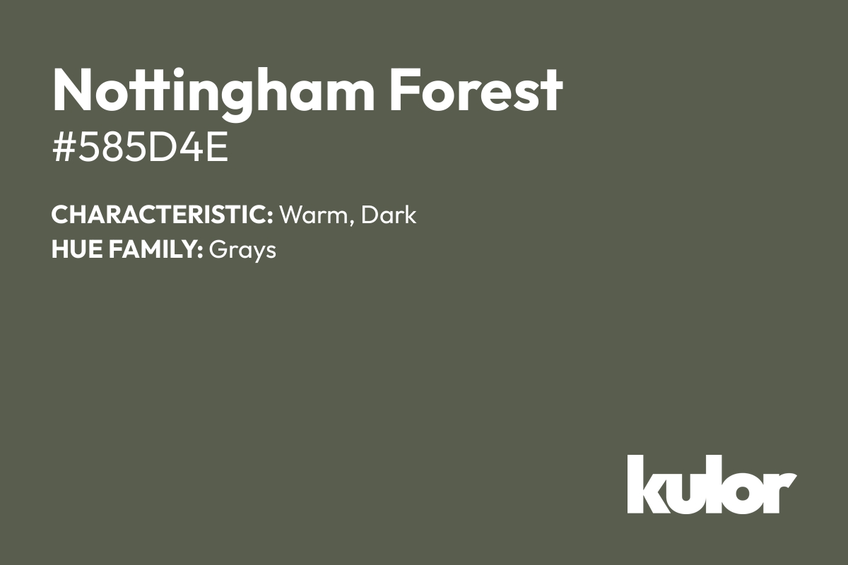 Nottingham Forest is a color with a HTML hex code of #585d4e.