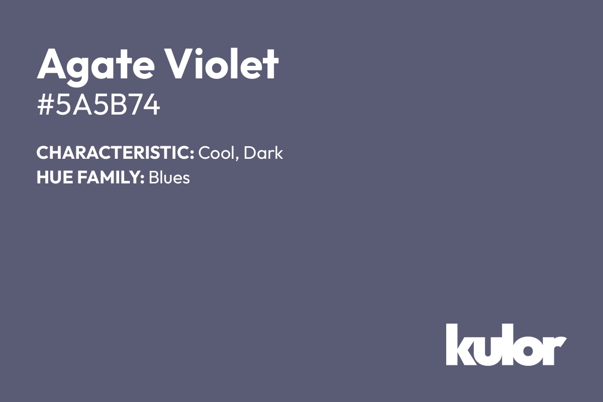 Agate Violet is a color with a HTML hex code of #5a5b74.