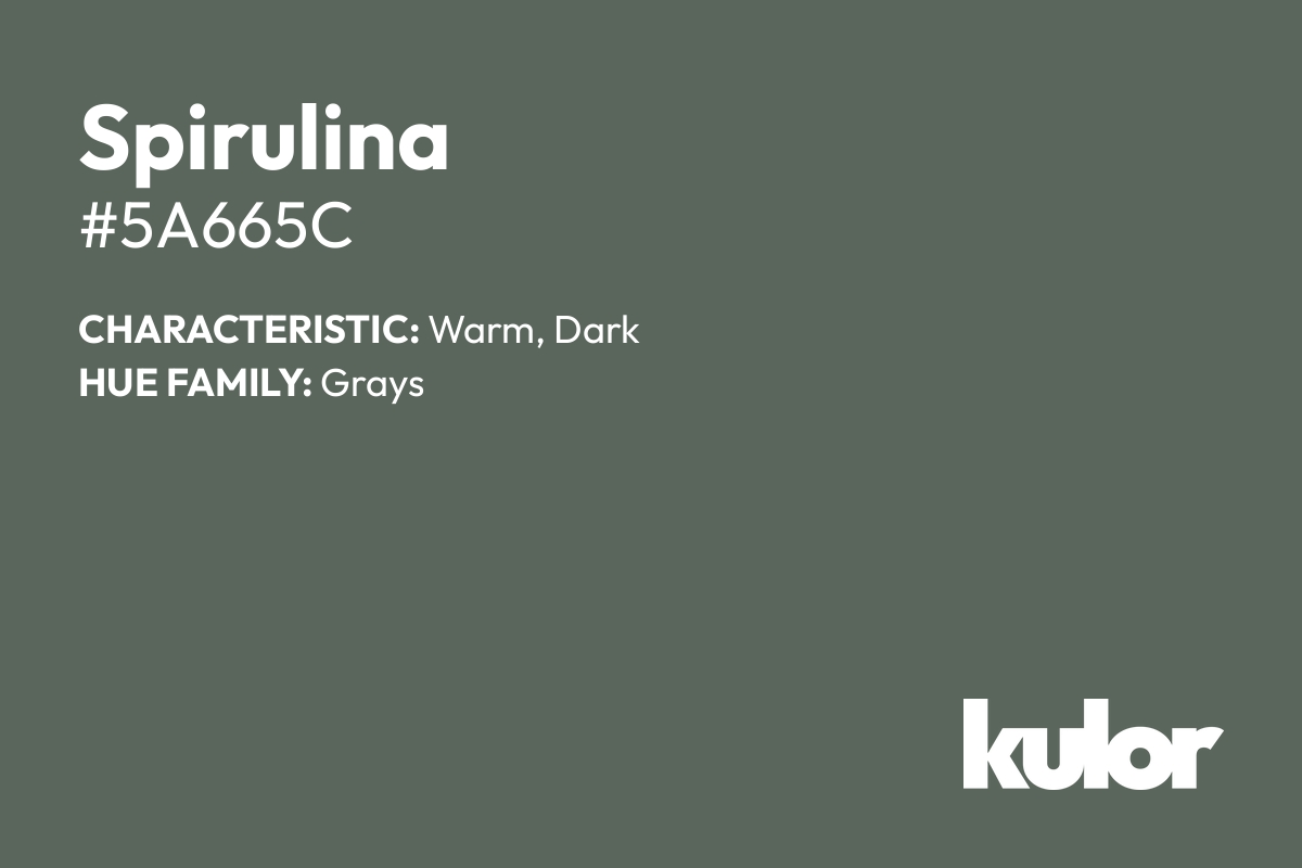 Spirulina is a color with a HTML hex code of #5a665c.