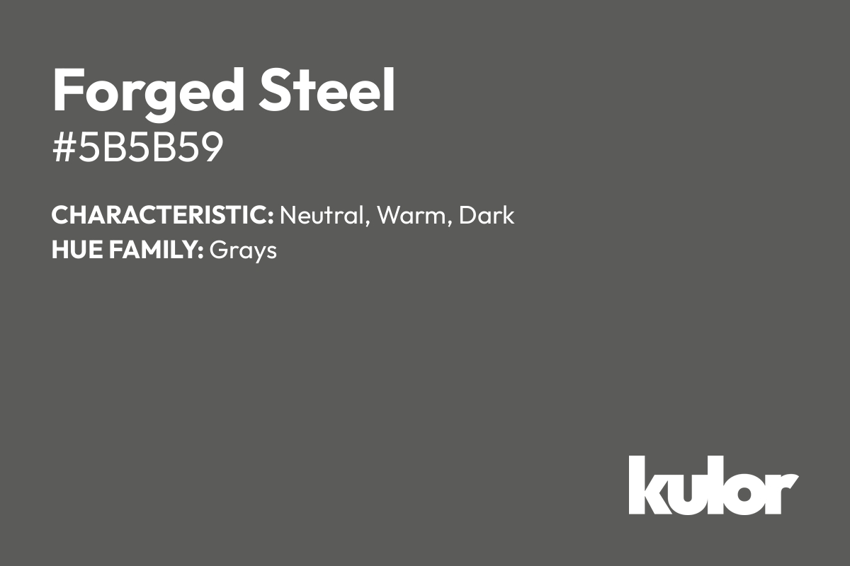 Forged Steel is a color with a HTML hex code of #5b5b59.