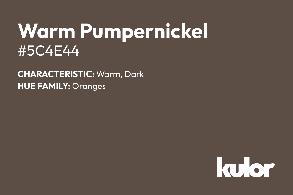 Warm Pumpernickel is a color with a HTML hex code of #5c4e44.