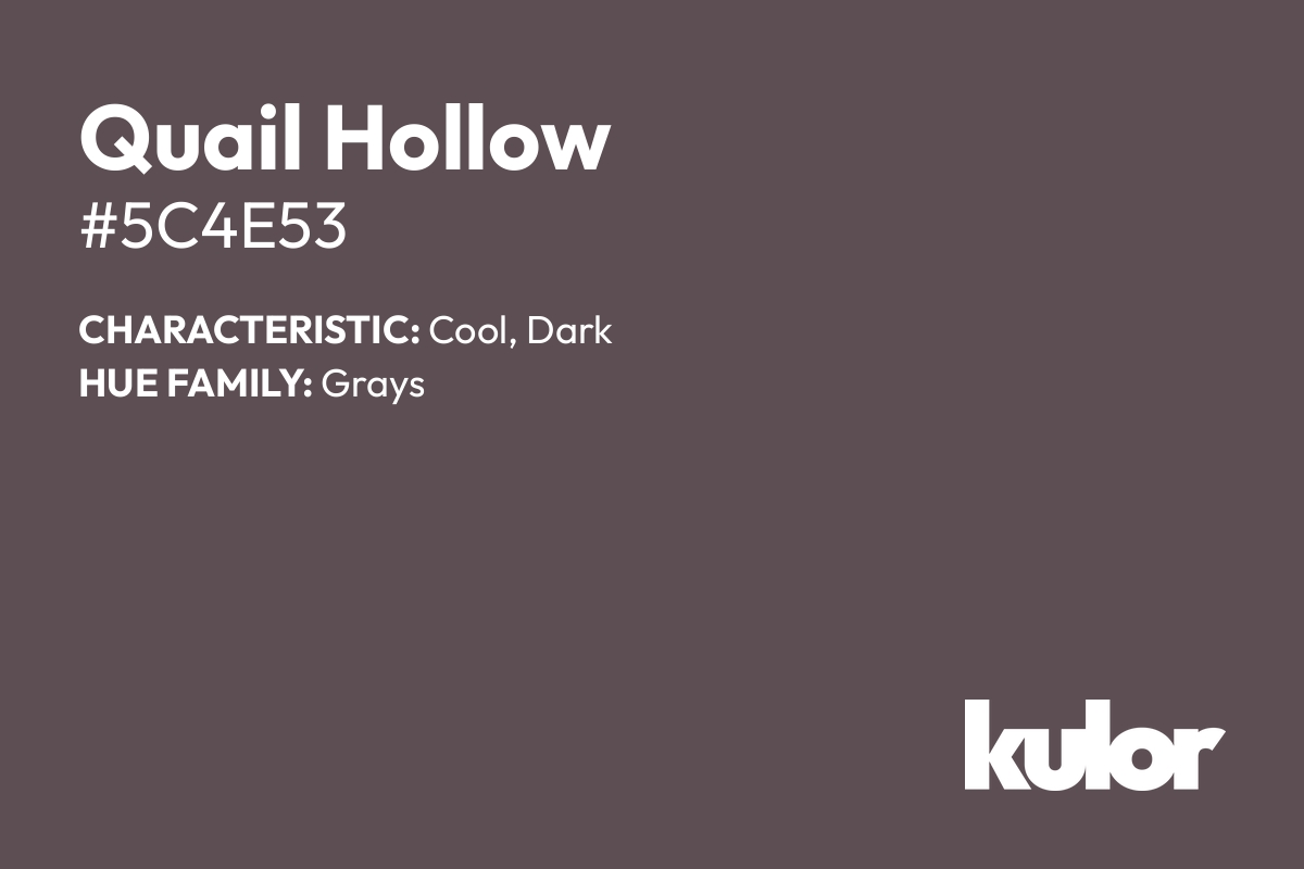 Quail Hollow is a color with a HTML hex code of #5c4e53.