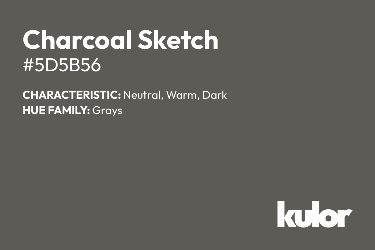 Charcoal Sketch is a color with a HTML hex code of #5d5b56.