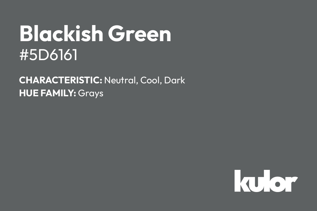 Blackish Green is a color with a HTML hex code of #5d6161.