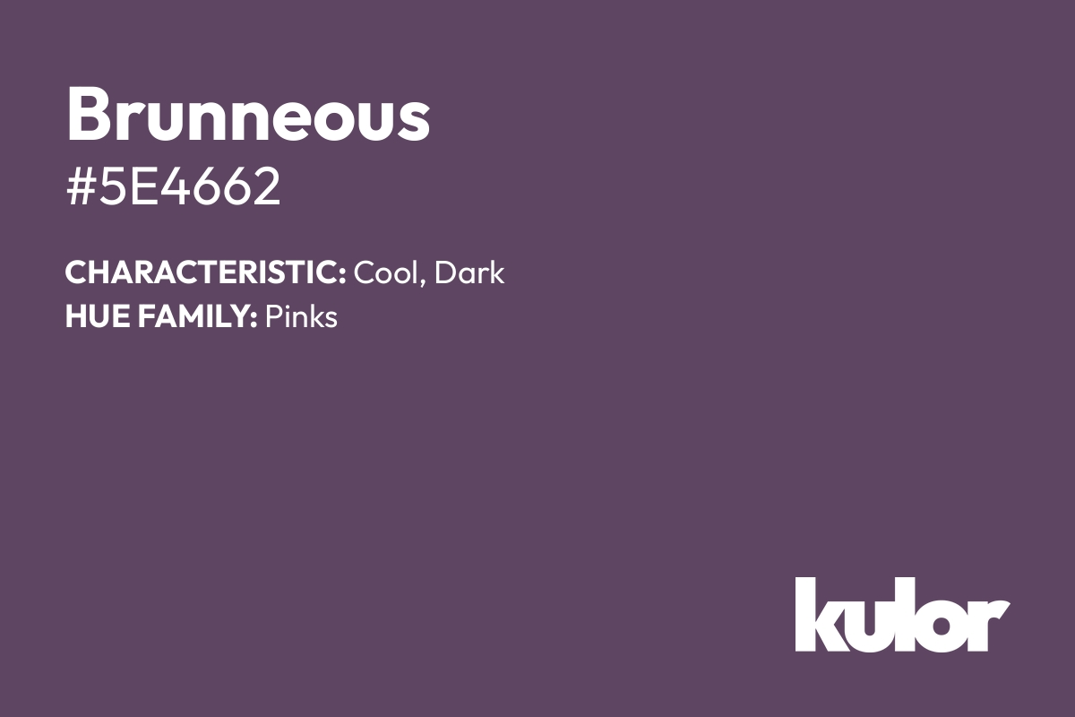 Brunneous is a color with a HTML hex code of #5e4662.