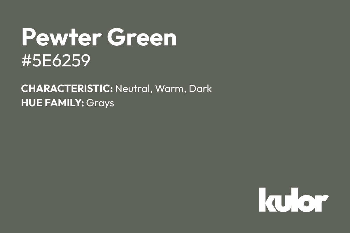 Pewter Green is a color with a HTML hex code of #5e6259.