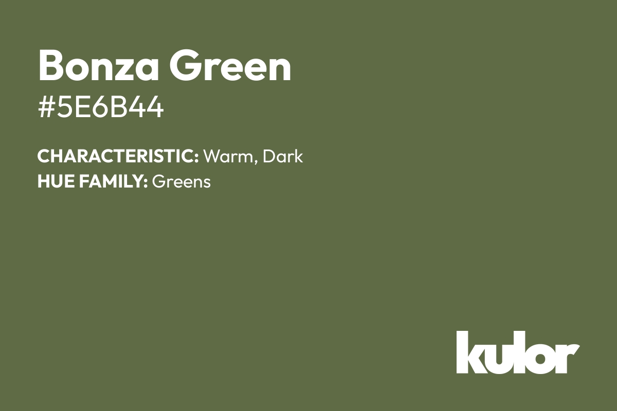 Bonza Green is a color with a HTML hex code of #5e6b44.