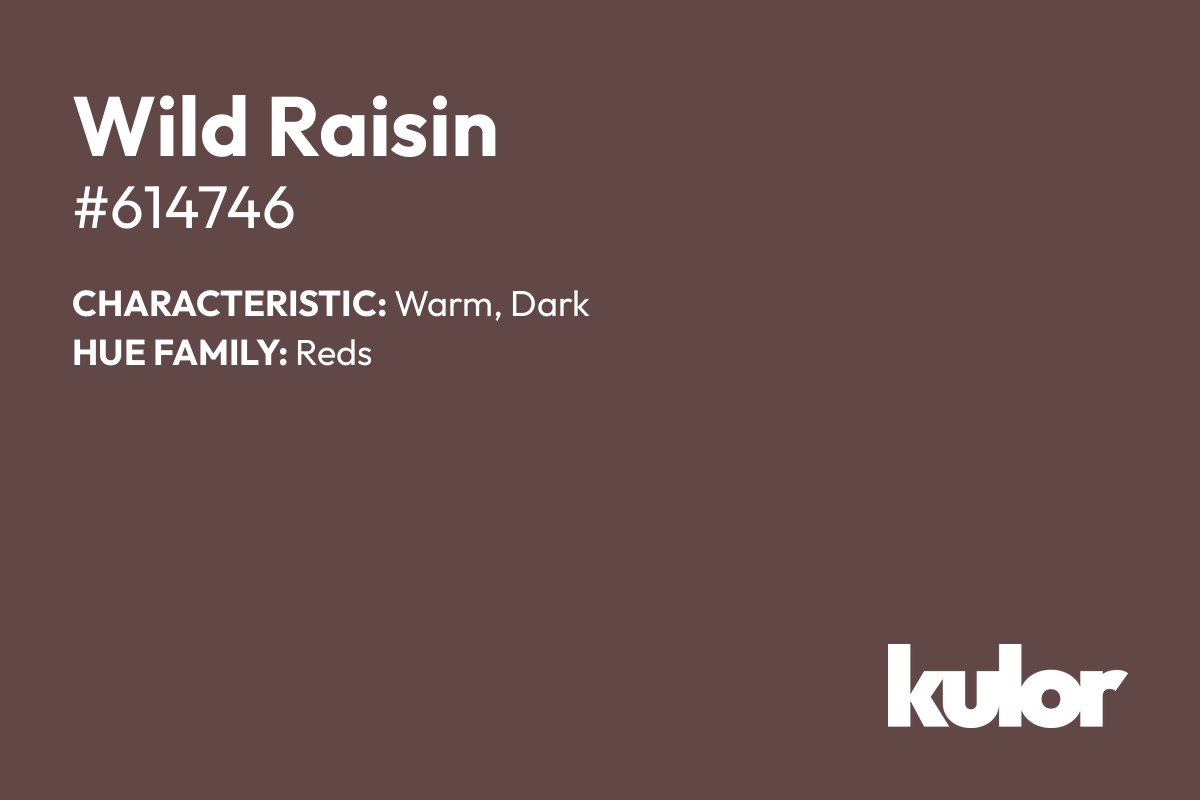 Wild Raisin is a color with a HTML hex code of #614746.