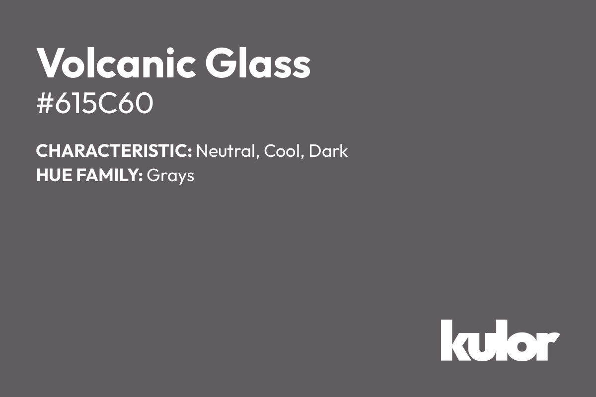 Volcanic Glass is a color with a HTML hex code of #615c60.