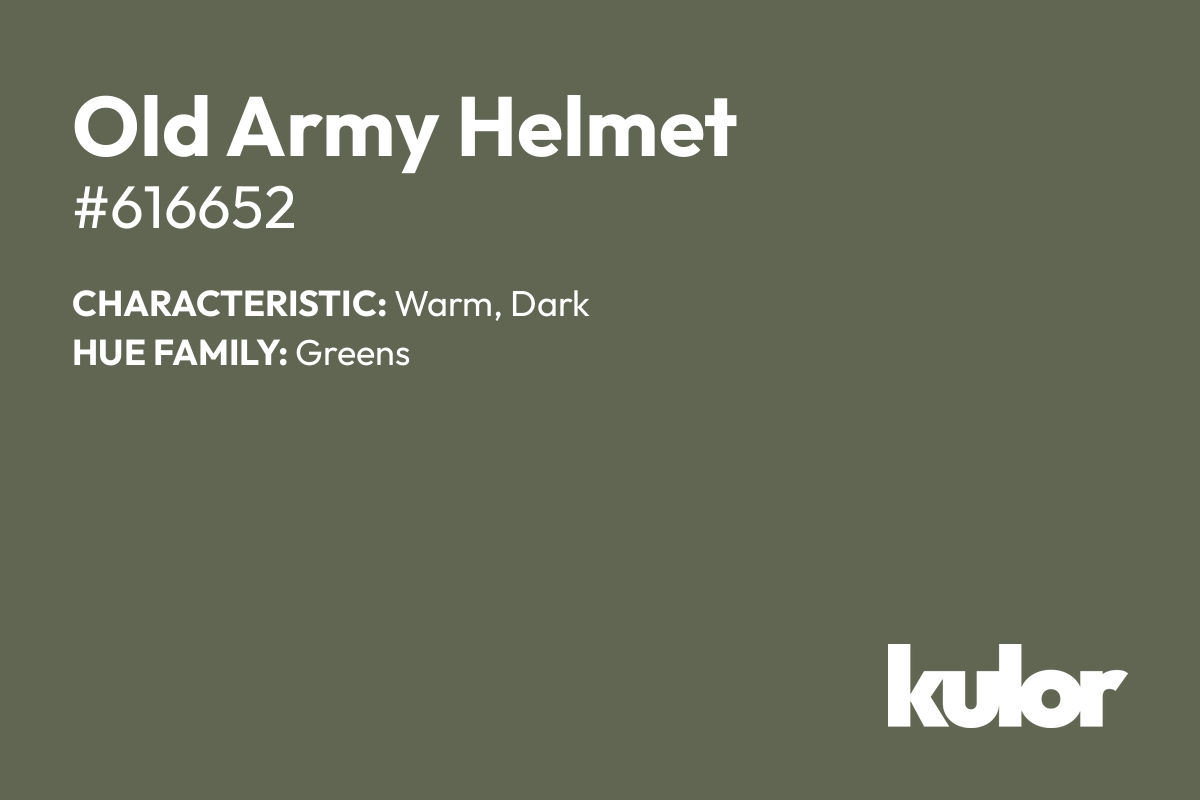 Old Army Helmet is a color with a HTML hex code of #616652.