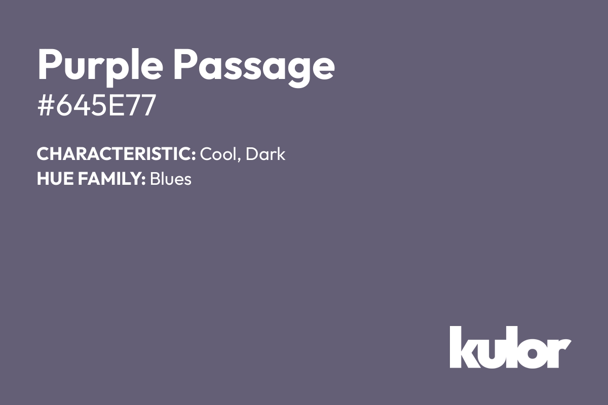 Purple Passage is a color with a HTML hex code of #645e77.