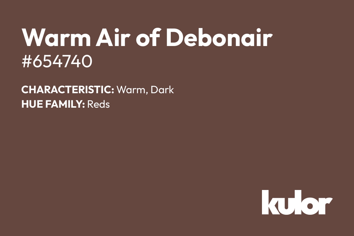 Warm Air of Debonair is a color with a HTML hex code of #654740.