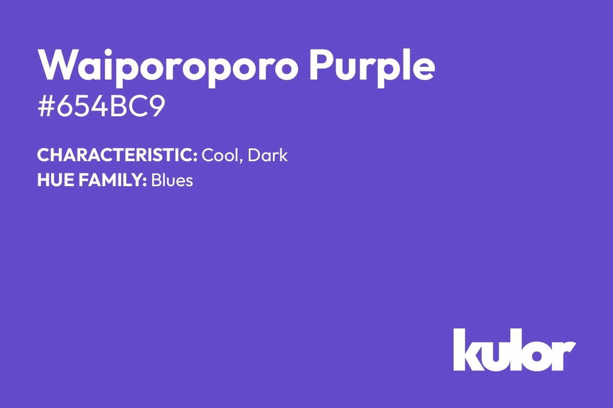 Waiporoporo Purple is a color with a HTML hex code of #654bc9.