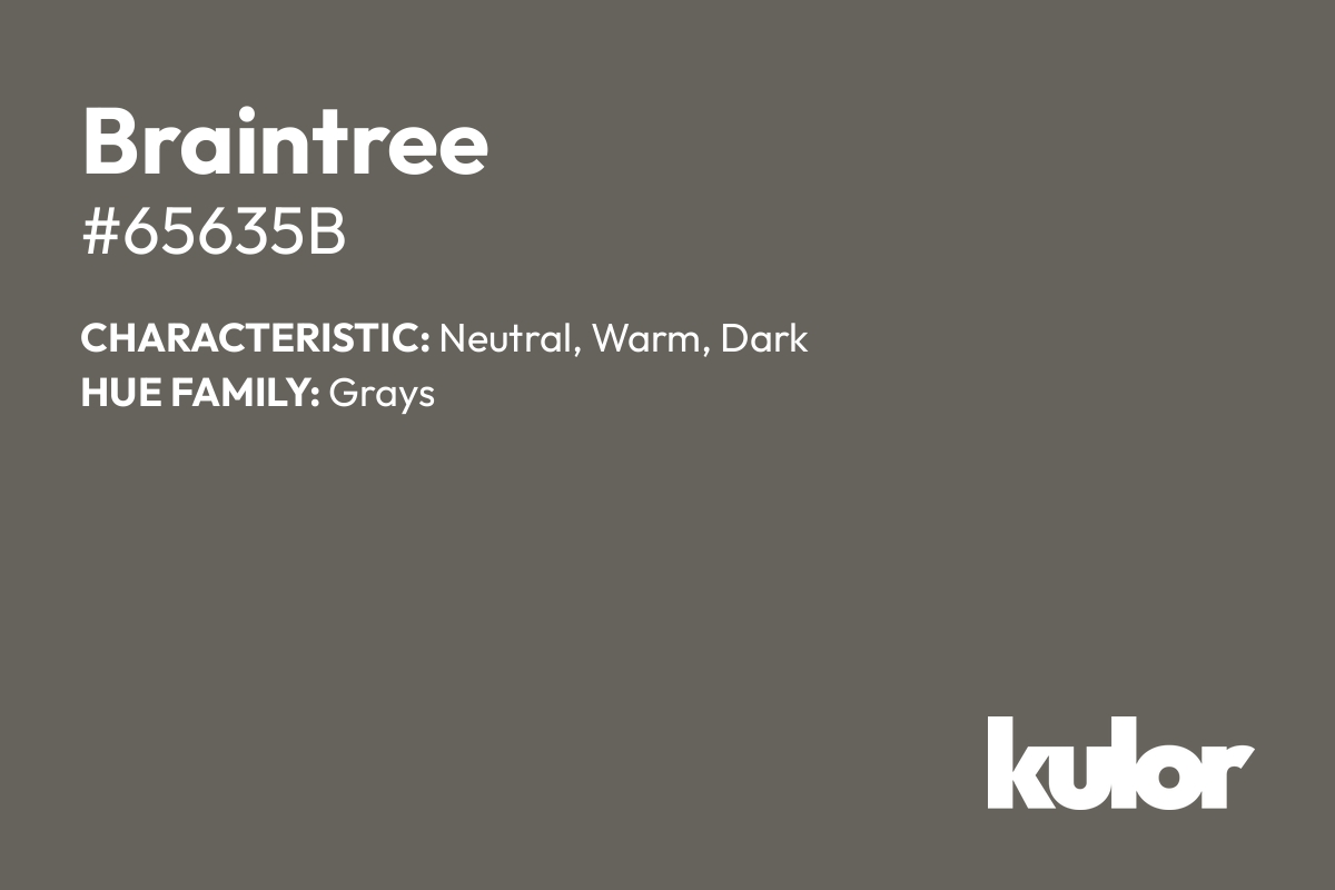 Braintree is a color with a HTML hex code of #65635b.