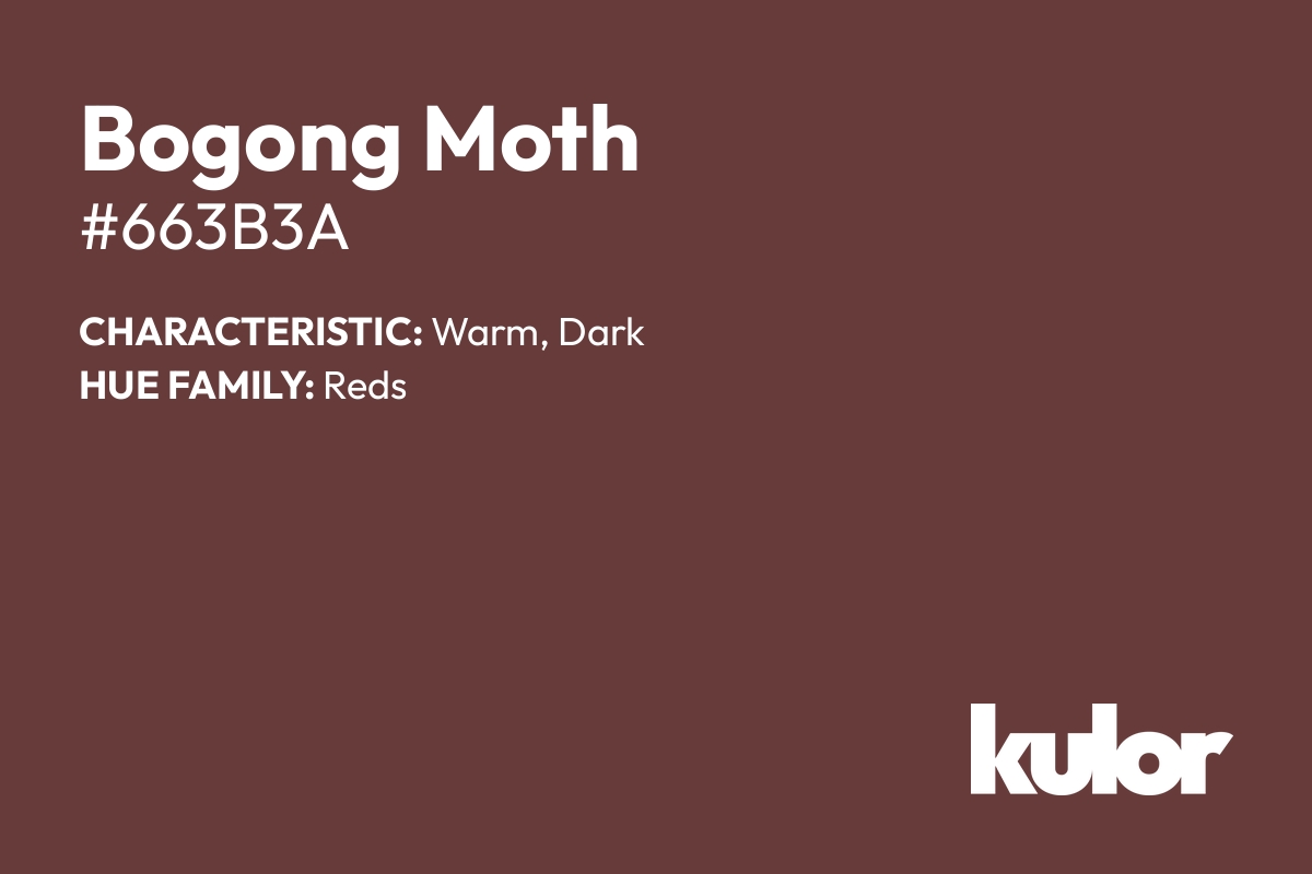 Bogong Moth is a color with a HTML hex code of #663b3a.