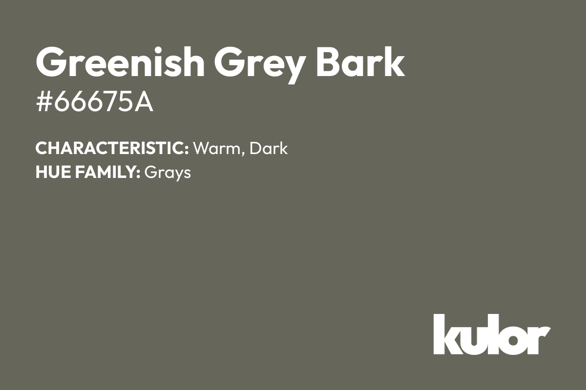 Greenish Grey Bark is a color with a HTML hex code of #66675a.