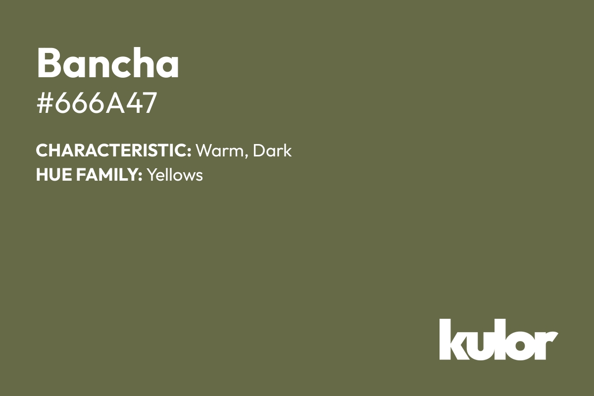 Bancha is a color with a HTML hex code of #666a47.