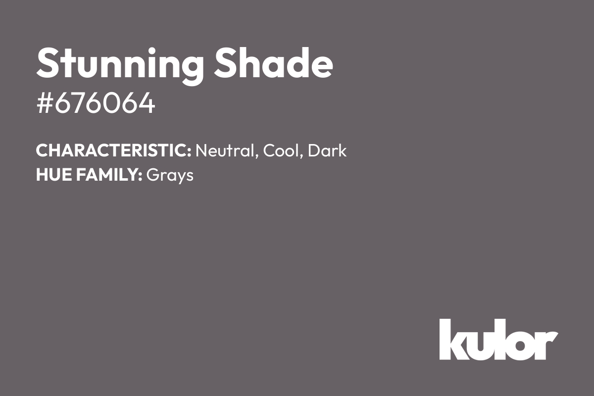 Stunning Shade is a color with a HTML hex code of #676064.