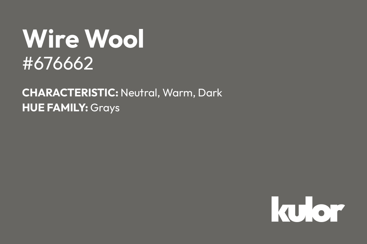 Wire Wool is a color with a HTML hex code of #676662.