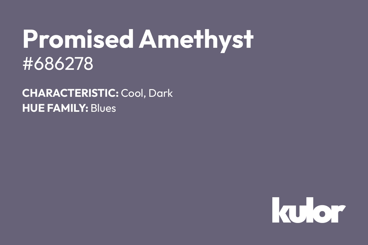 Promised Amethyst is a color with a HTML hex code of #686278.