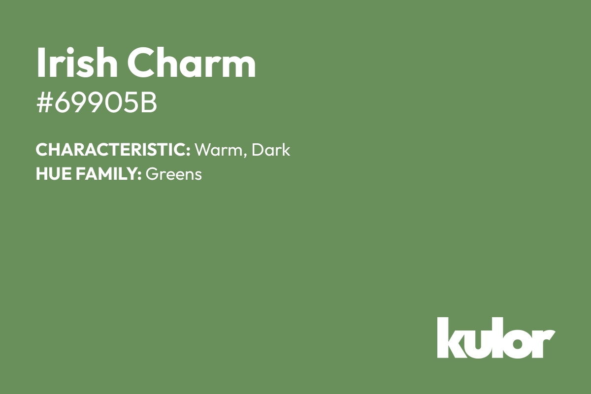 Irish Charm is a color with a HTML hex code of #69905b.