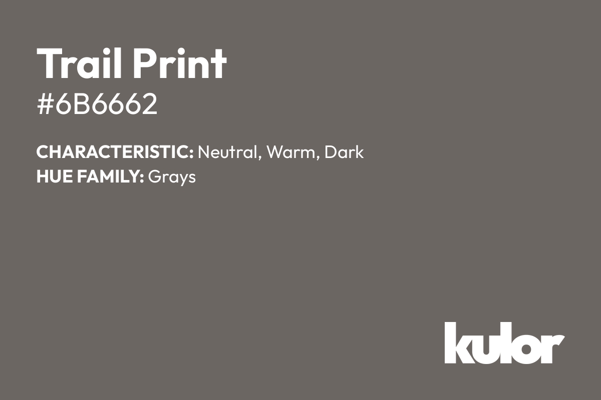 Trail Print is a color with a HTML hex code of #6b6662.