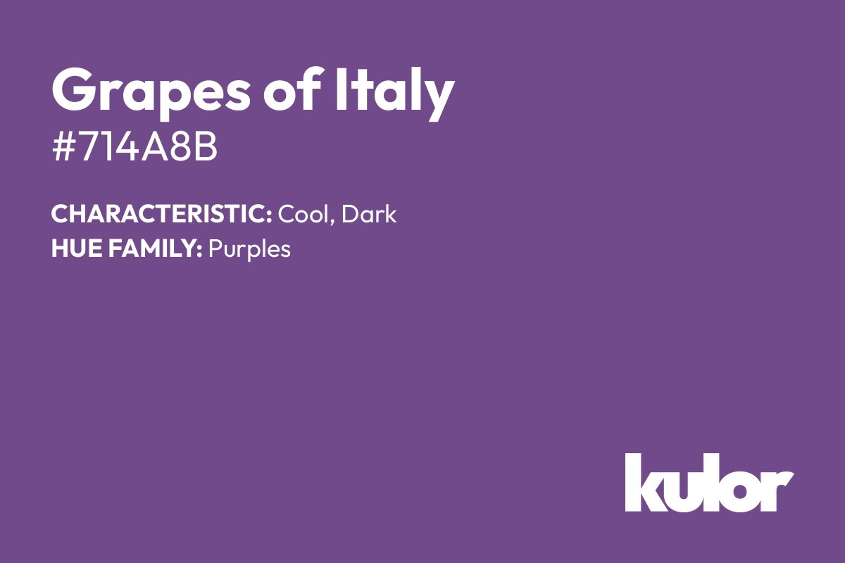 Grapes of Italy is a color with a HTML hex code of #714a8b.