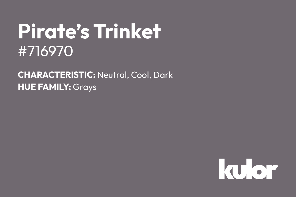 Pirate’s Trinket is a color with a HTML hex code of #716970.