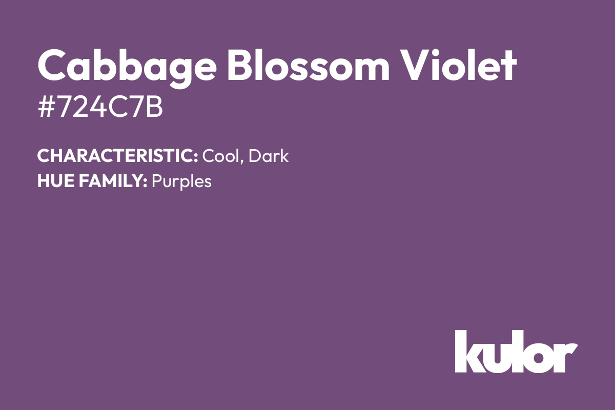 Cabbage Blossom Violet is a color with a HTML hex code of #724c7b.